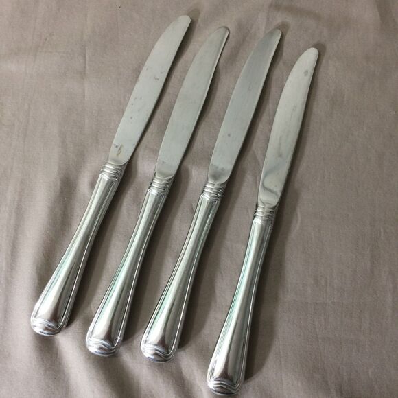 Gorham Ribbon Edge Stainless Dinner Knives Set of 4, 9” Flatware Silverware - Picture 1 of 4